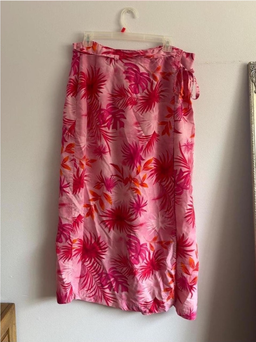 Worthington Pink Tropical Silk Wrap Skirt